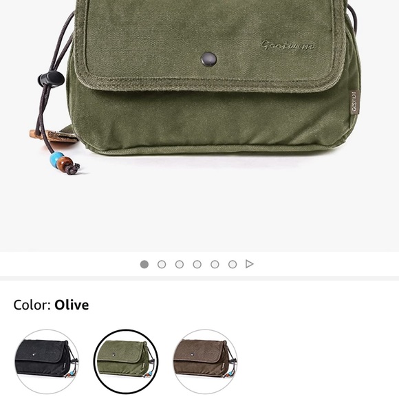 Gootium canvas shoulder bag in olive green - Picture 4 of 5